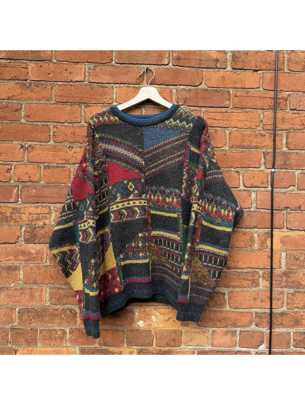 vintage pronto uomo abstract knit sweater 80s/90s L